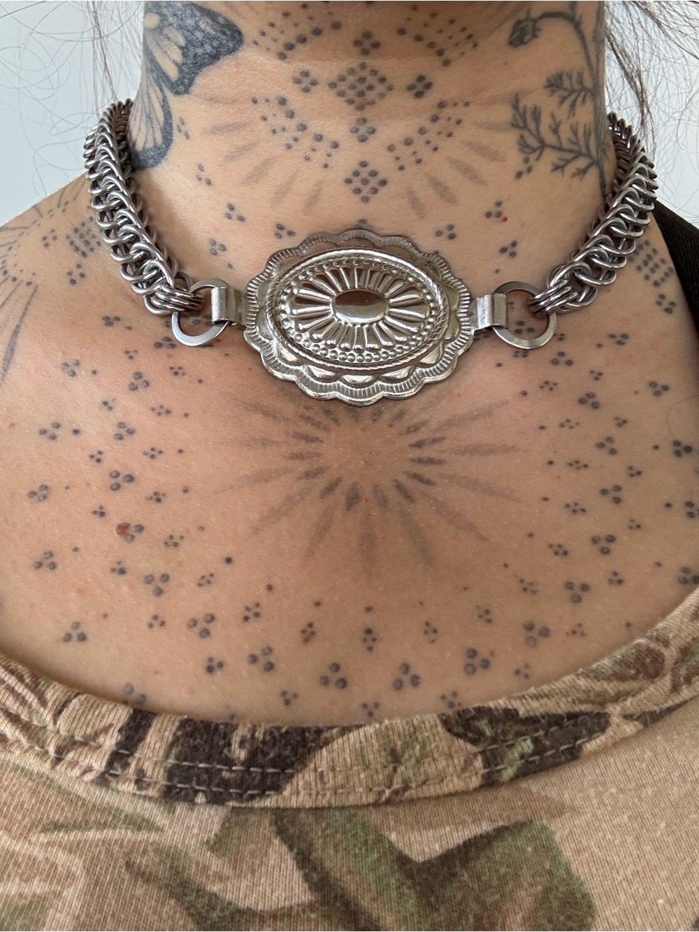Silver Concho Chain Choker - Women Jewelry